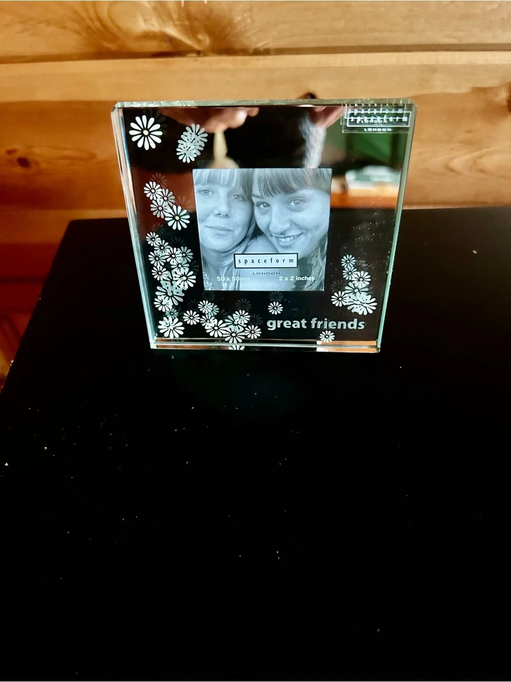 Spaceform of London Mirror Glass 'Great Friends'  Frame with White Flowers